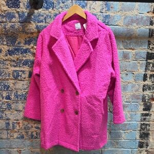 Cozy Casual Vibrant Pink Teddy Jacket